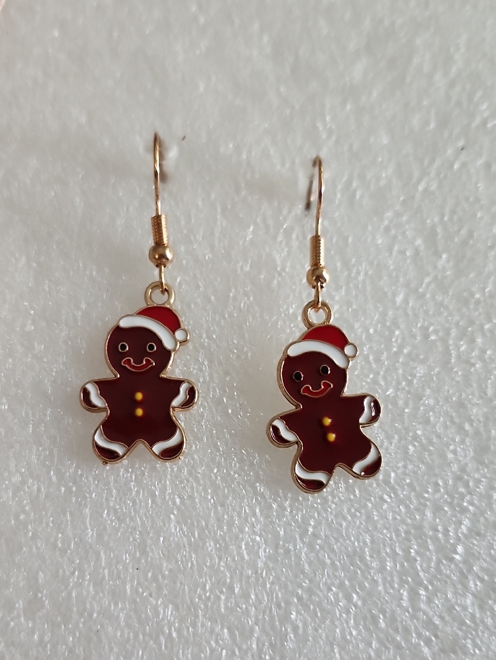Hand Crafted Red Gingerbread Santa Hat Earrings